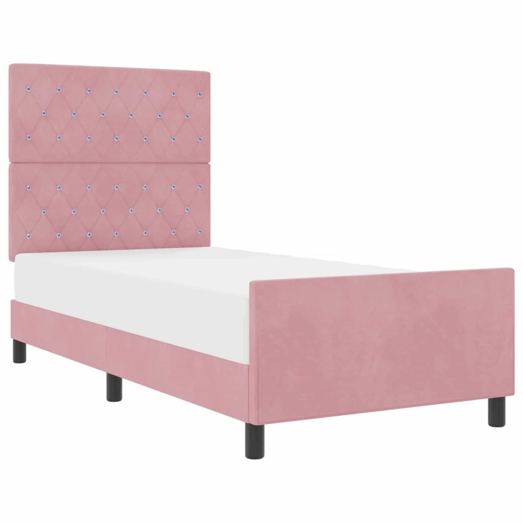 Letto a molle con testiera Rosa 90 x 200 cm Velluto