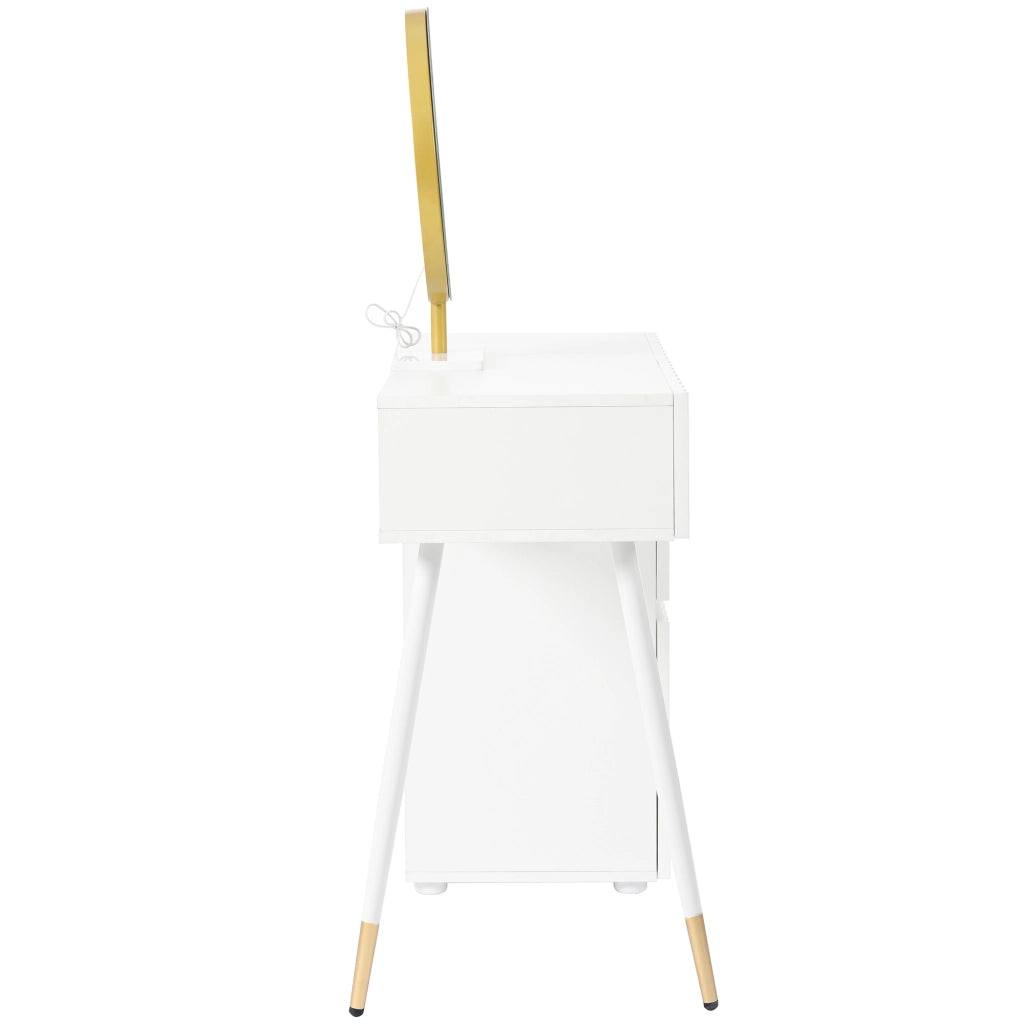 TOELETTA con specchio LED, 100x40x127 cm, bianco, 5 cassetti