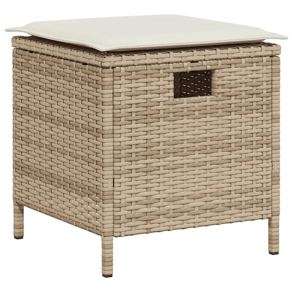 Set Divano da Giardino 6 pz con Cuscini a L Beige in Polyrattan