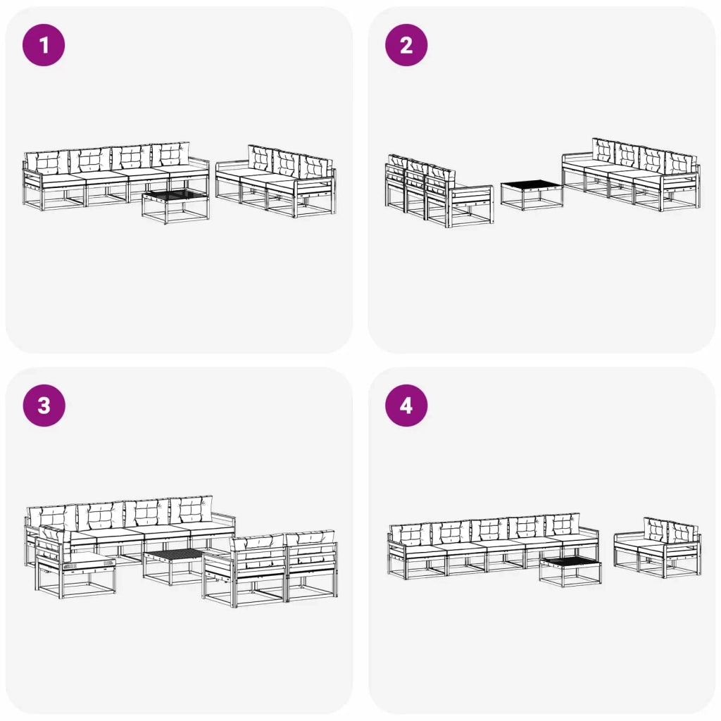 Set di divani da esterno 7 pz Bianco e Antracite 3386156
