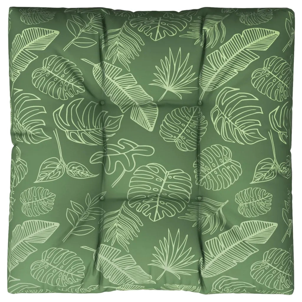 Cuscino per Pallet con Motivo a Foglie 70x70x12 cm in Tessuto 360488