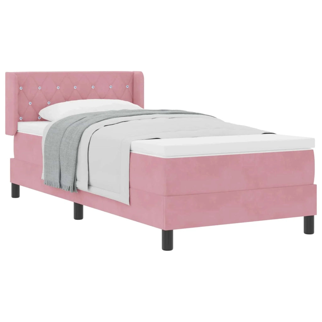 Letto a molle con materasso Rosa 200 x 100 cm Poliestere