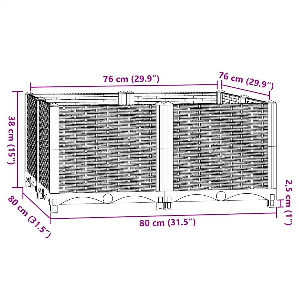Fioriera Rialzata 80x80x38 cm in Polipropilene 316525