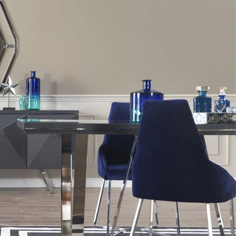 Sedia Enzio tessuto blu parliament set 2 pezzi