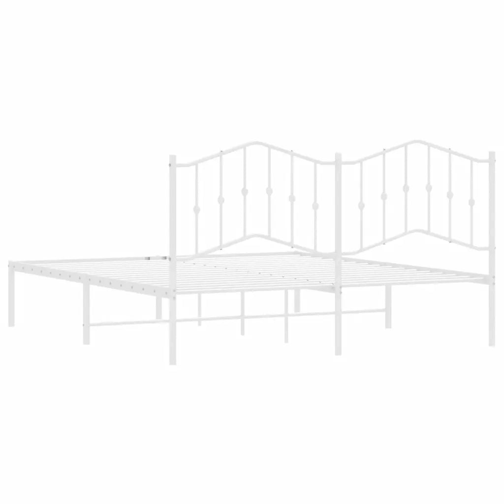 Letto matrimoniale | Letto per adulti | Giroletto con Testiera Metallo Bianco 160x200 cm