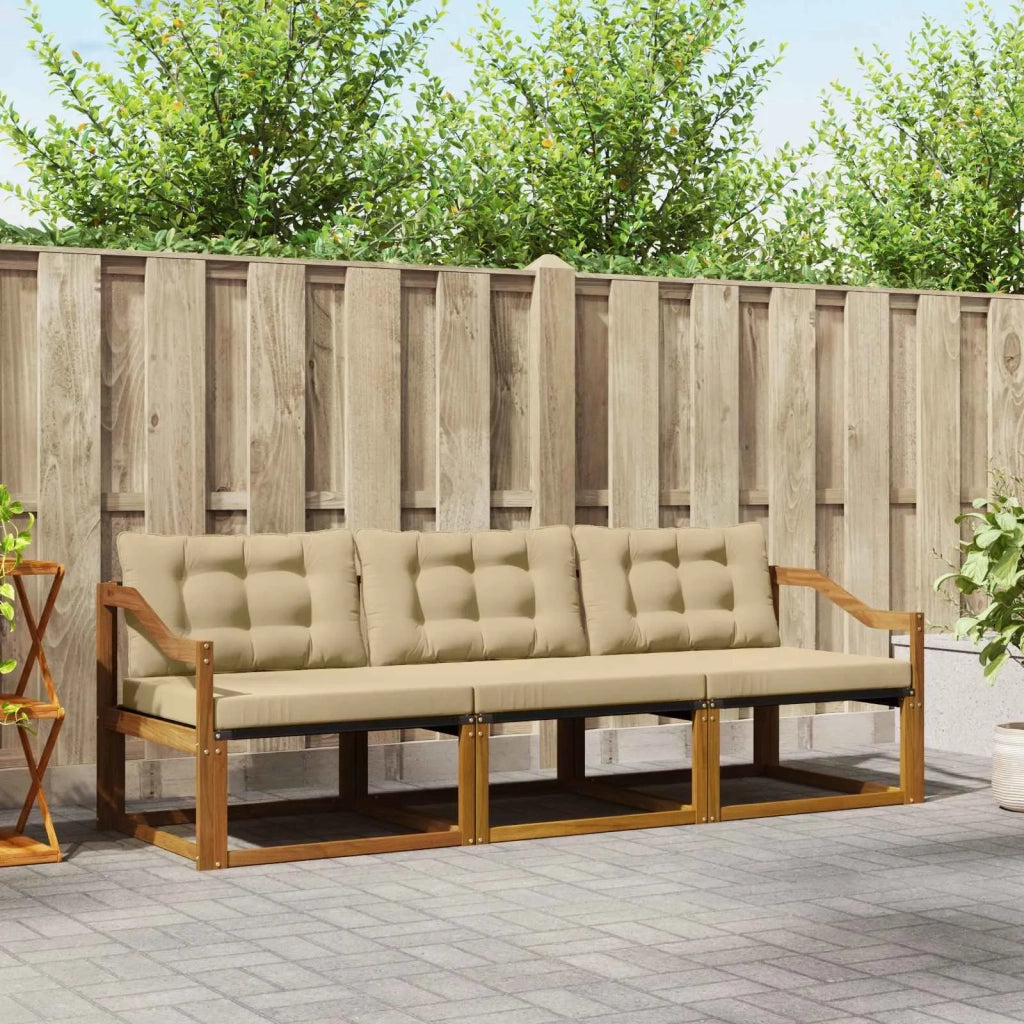 Set di divani da esterno con cuscino 3 pcs Naturale e Beige 3369156