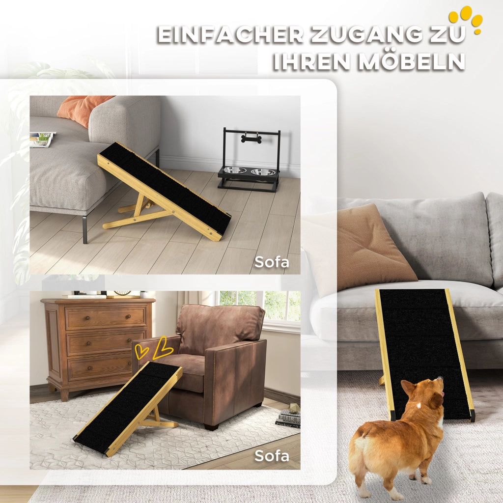 Rampa per Animali Domestici ¨C Xylo ¨C Regolabile 4 Livelli Legno Pino Pieghevole Antiscivolo