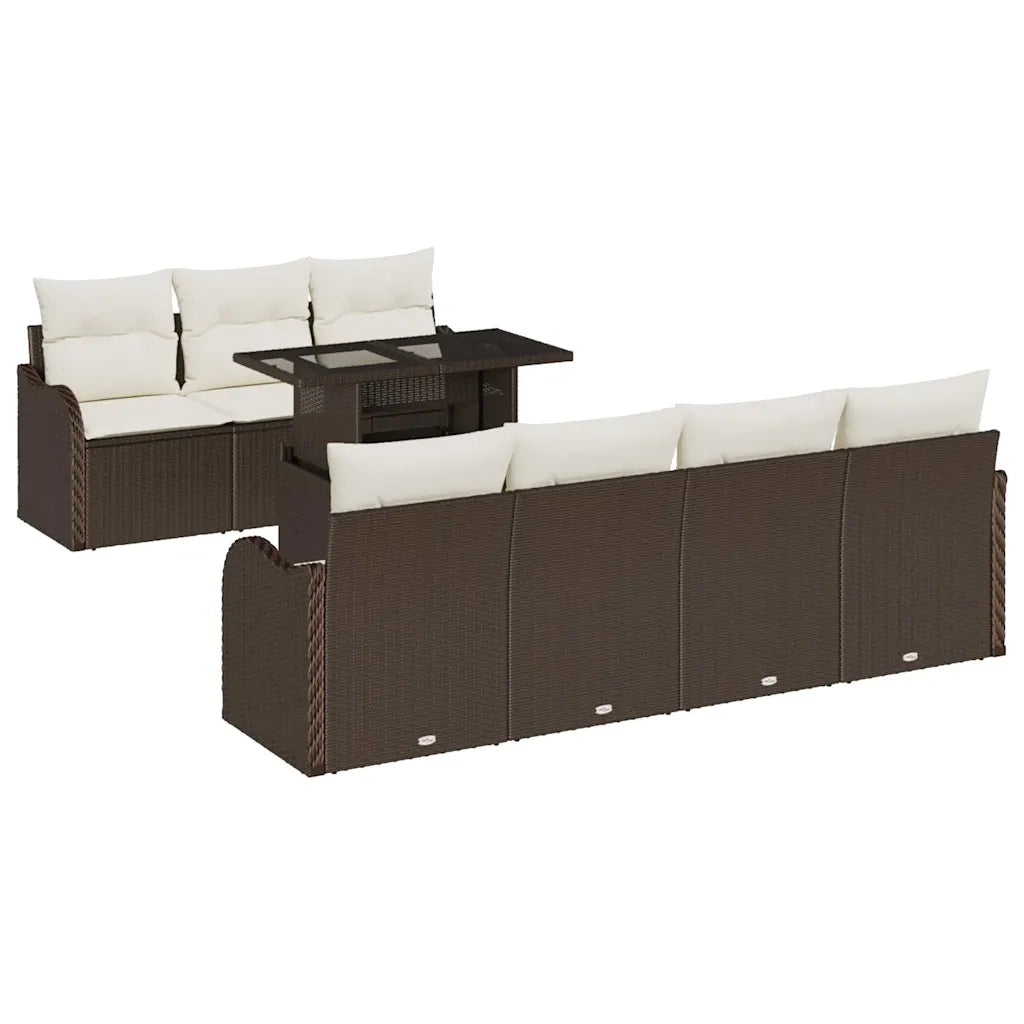 Set Divano da Giardino con cuscino 8 pcs Marrone Poly Rattan 3348404