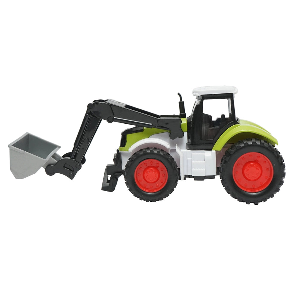 Trattore verde con pala anteriore, 175x65x80mm, giocattolo per bambini +3 anni