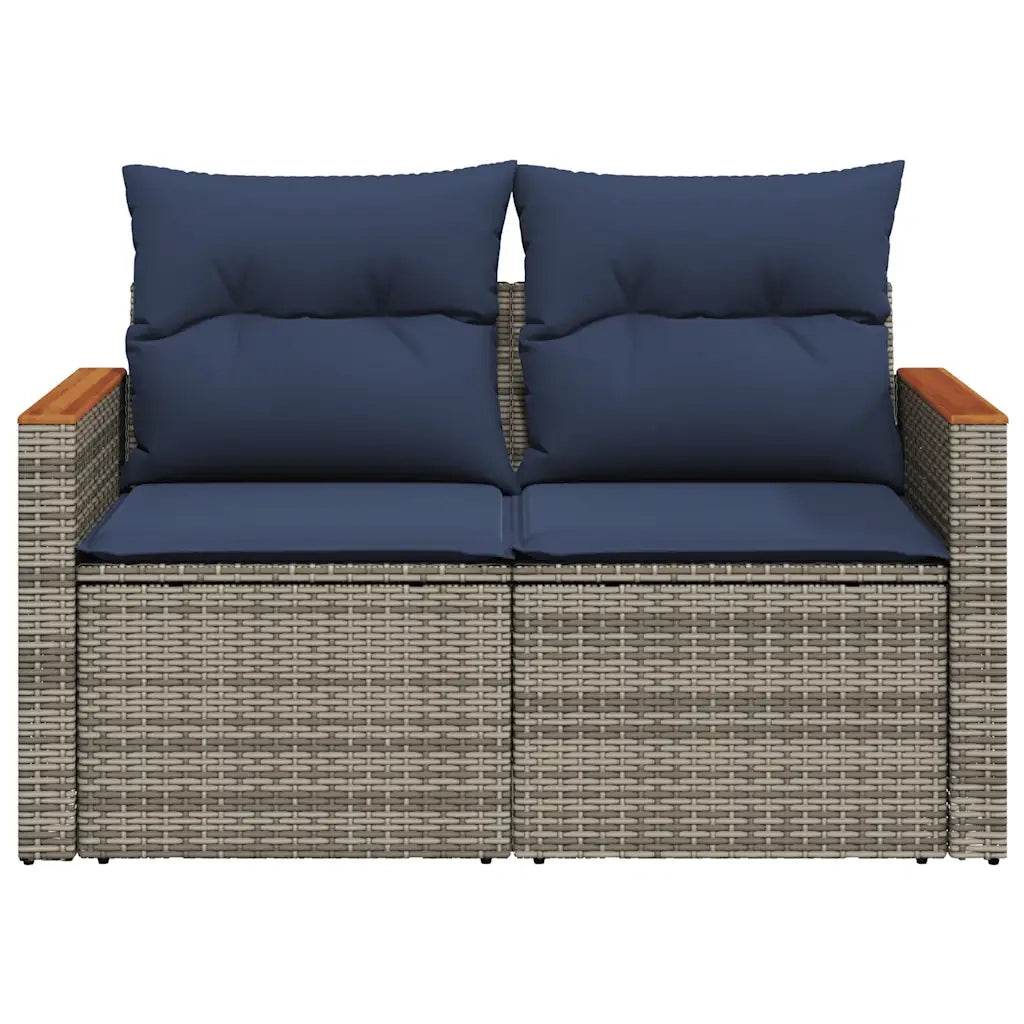 Divano da giardino con cuscini a 2 posti grigio in polyrattan 366159