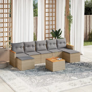 Set Divano da Giardino 8 pz con Cuscini Beige Misto Polyrattan
