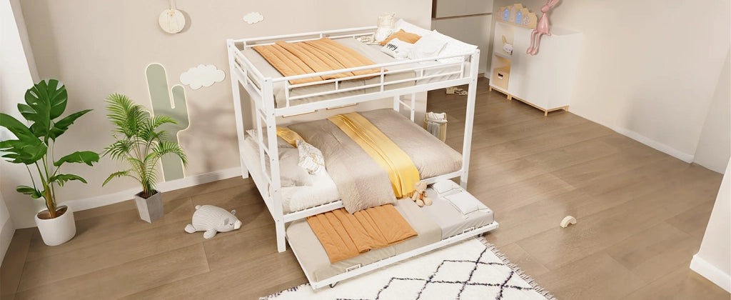 DESMIU Litto a castello 140 × 200 cm 2 posti con letto estraibile, senza materasso, in metallo, bianco