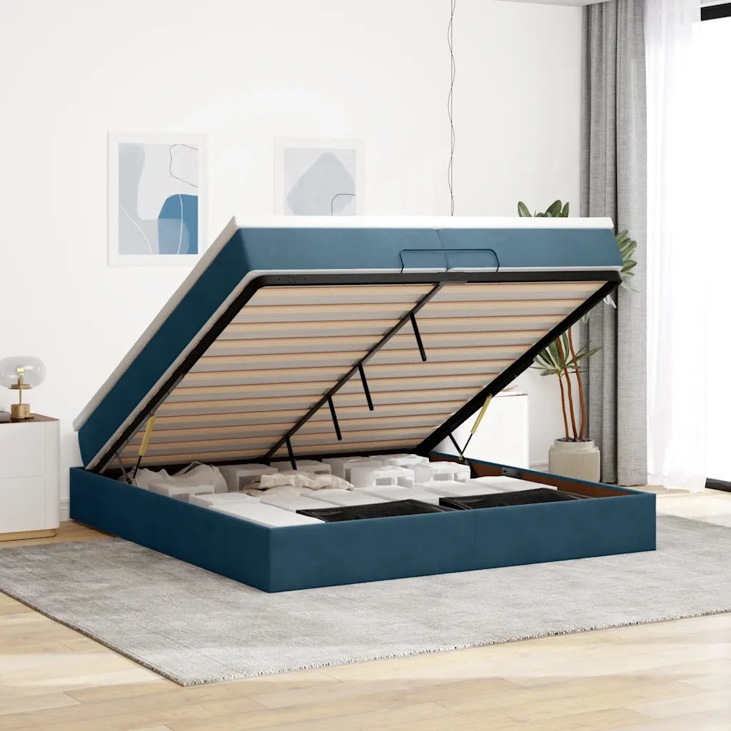 Struttura Letto Pouf con Materassi 200x200 cm Velluto 3311211