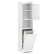 Mobile alto da bagno 40 x 40 x 170 cm con sacco portabiancheria estraibile e ripiani regolabili in MDF bianco 20_0010271