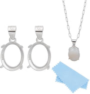 Hanger 2 in 1 con Bezel Ovale - Configurazione - Piatto Veloce - Hanger per Gemme - Leggero - Incluso Panno di Pulizia - Collana