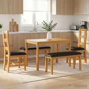 Set da pranzo 5 pz Nero Legno di Quercia Massello 3430289
