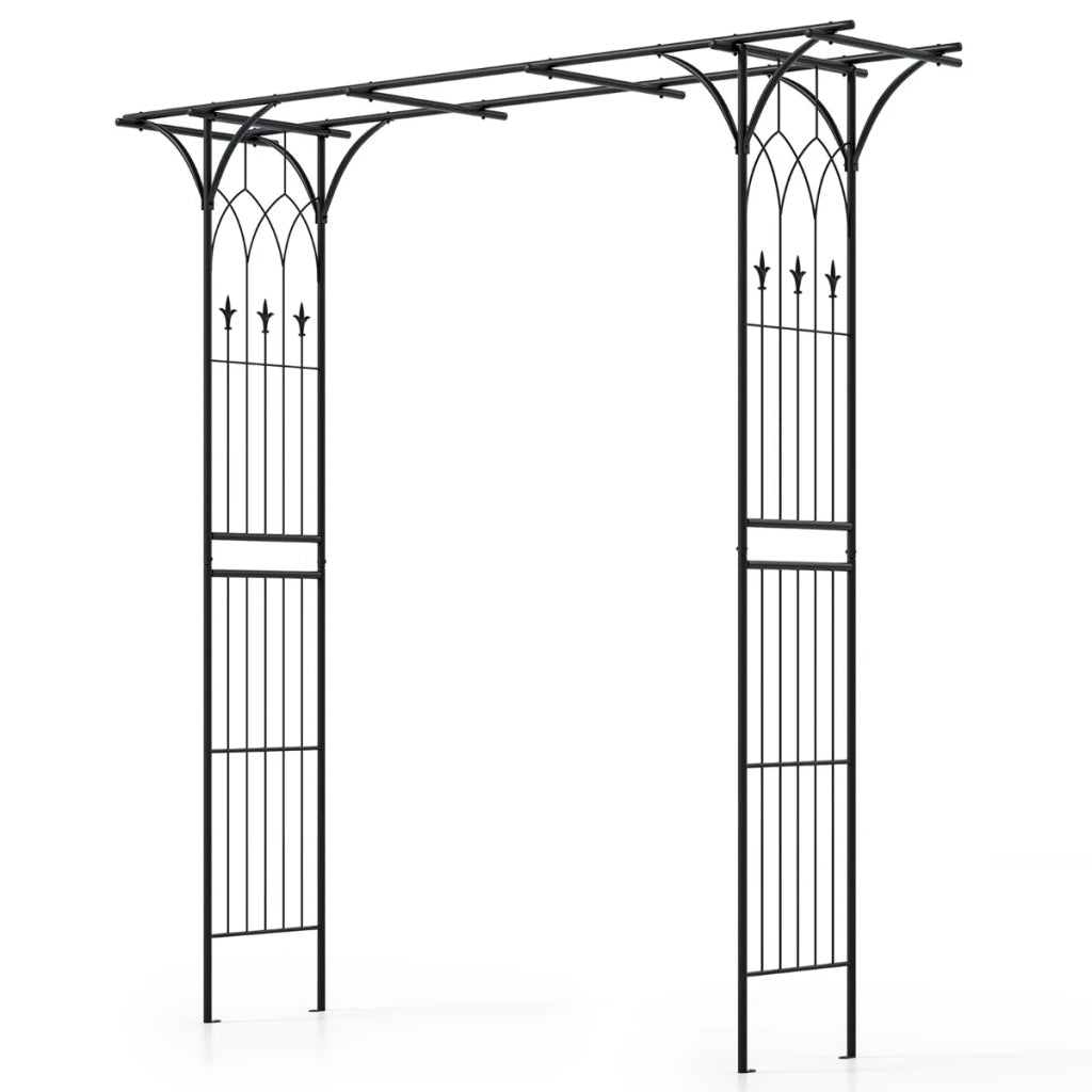 Arco da giardino in metallo per piante rampicanti 205 x 52 x 206 cm robusto stabile personalizzabile per uso esterno nero 20_0010186