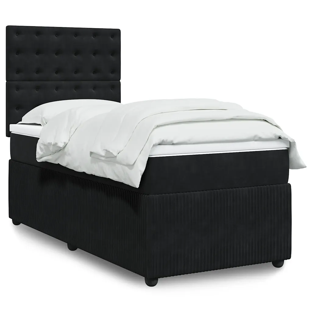 Giroletto a Molle con Materasso Nero 90x200 cm in Velluto 3294552