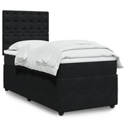 Giroletto a Molle con Materasso Nero 90x200 cm in Velluto 3294552