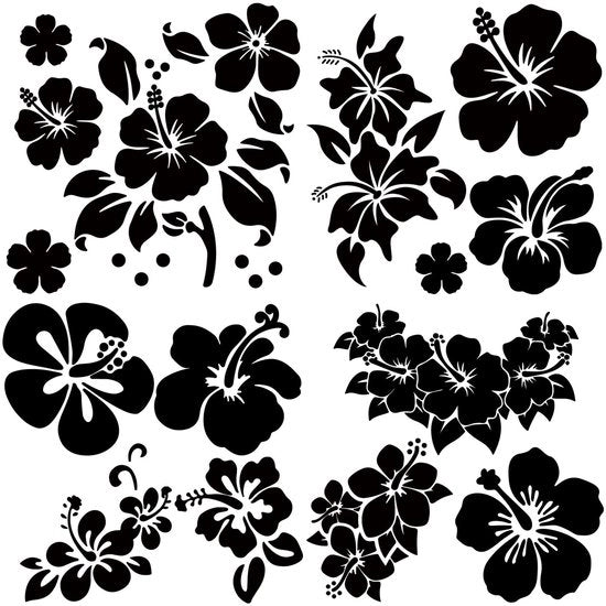 Autosticker Hibiscus - Etichetta Adesiva in Vinile Acqua-Resistente - 20x20 cm - Ideale per la Decorazione dell'Auto - Adatta per l'Esterno - Disponibile in Vari Stili