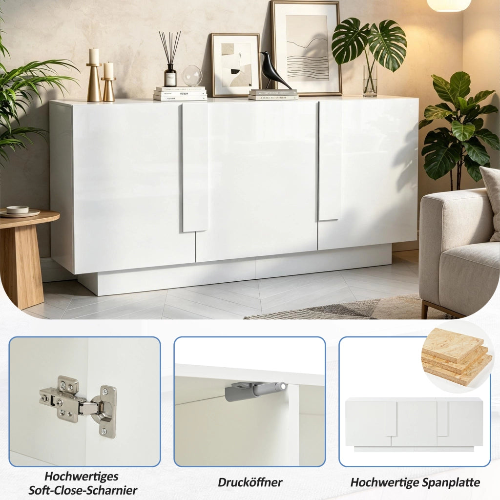 MADIA 160x35x60 cm 3 ante Bianco in truciolato con 6 vani