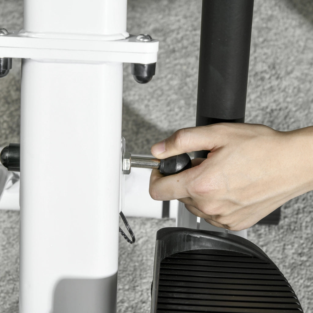 Stepper con maniglie, cyclette fitness con schermo LCD, cyclette con 12 livelli di resistenza, nero e argento, 80 x 61 x 134 cm