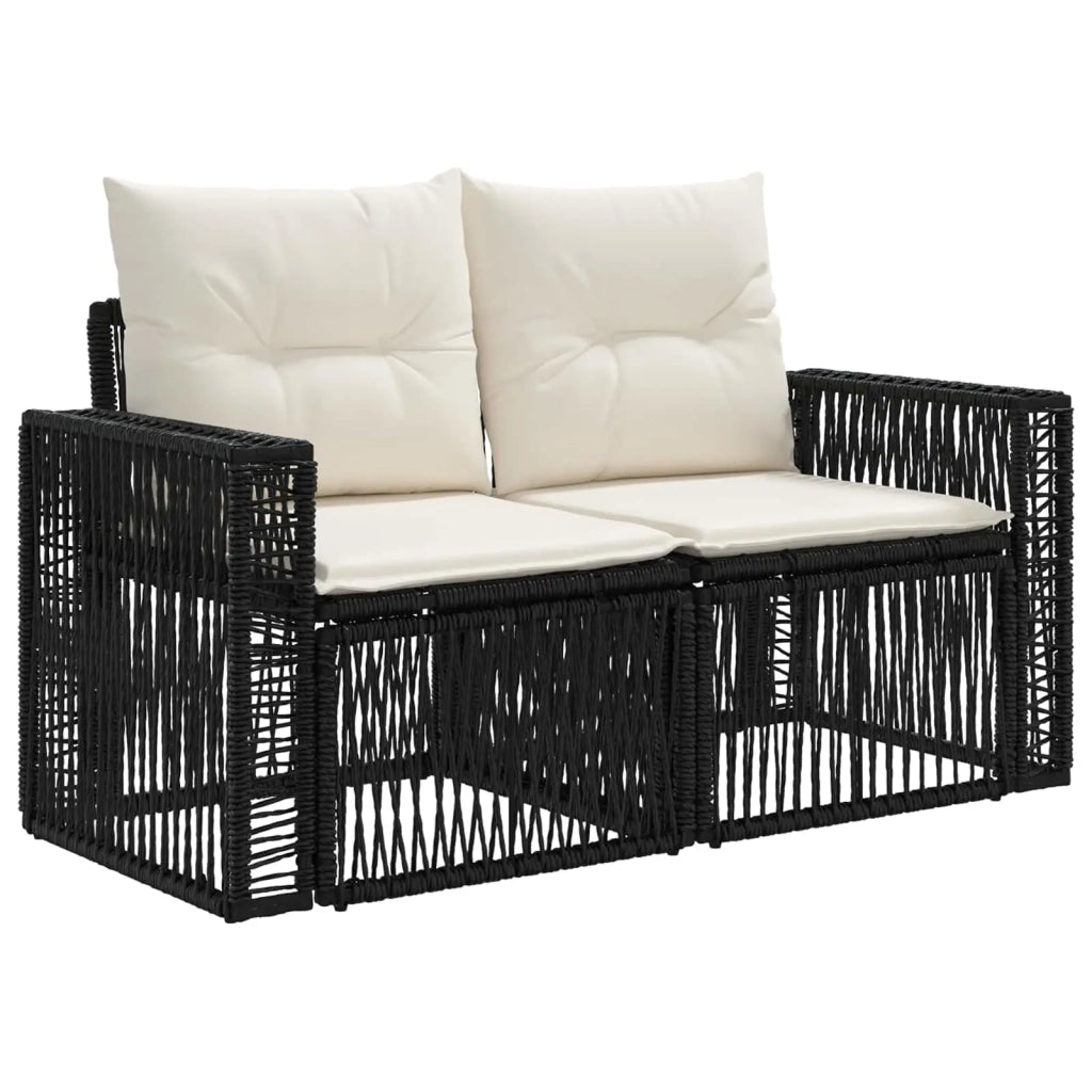 Set Divano da Giardino 7 pz Nero e Bianco Crema polyrattan 3435196