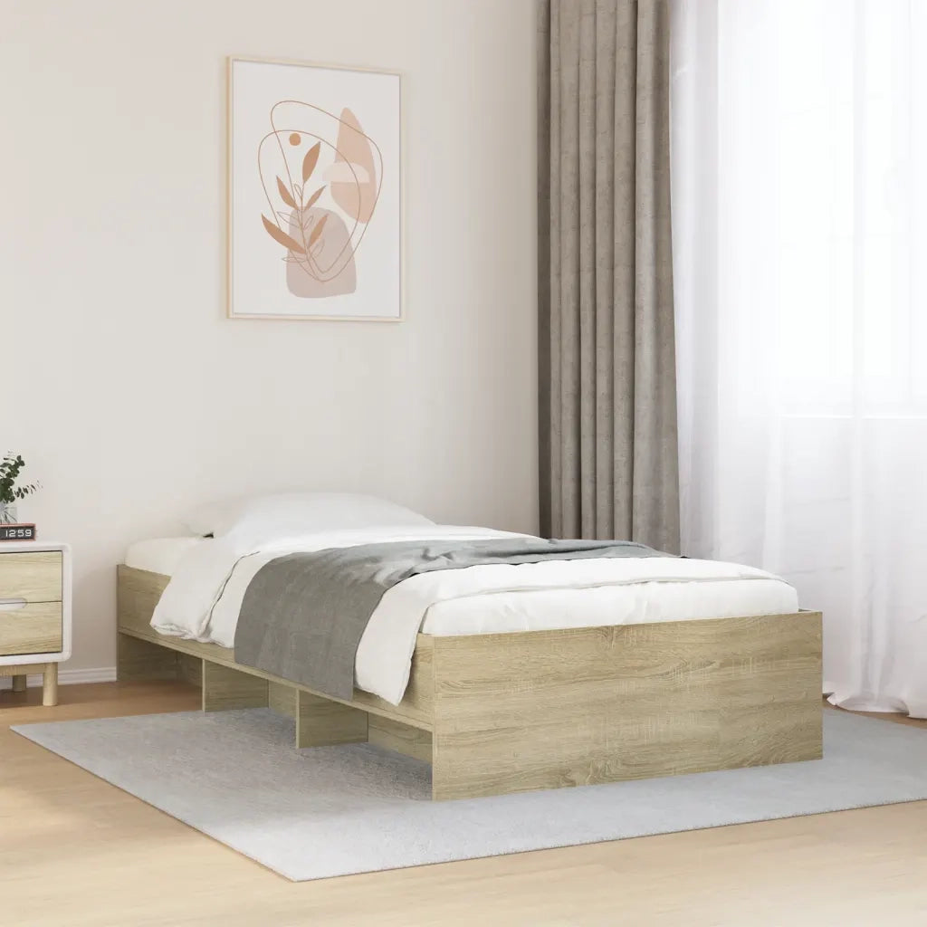 Letto singolo | Letto per adulti | Giroletto senza Materasso Rovere Sonoma 75x190 cm in Truciolato