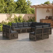 Set Divano da Giardino 11 pz Grigio polyrattan 3435746
