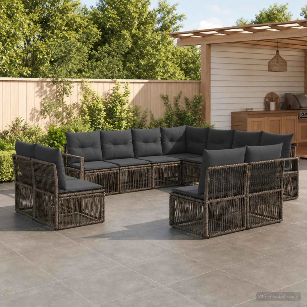 Set Divano da Giardino 11 pz Grigio polyrattan 3435746