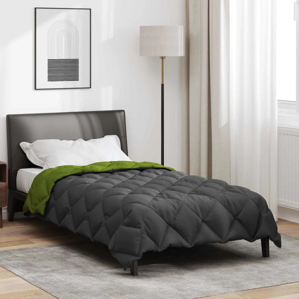 Piumone | Duvet Invernale Verde e Antracite 135 x 200 cm Microfibra