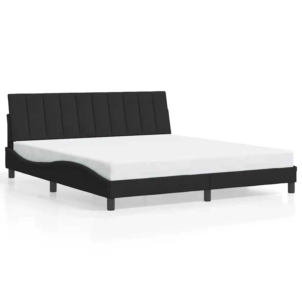 Letto matrimoniale | Letto per adulti | Giroletto senza Materasso Hanko Nero 180x200 cm in Velluto