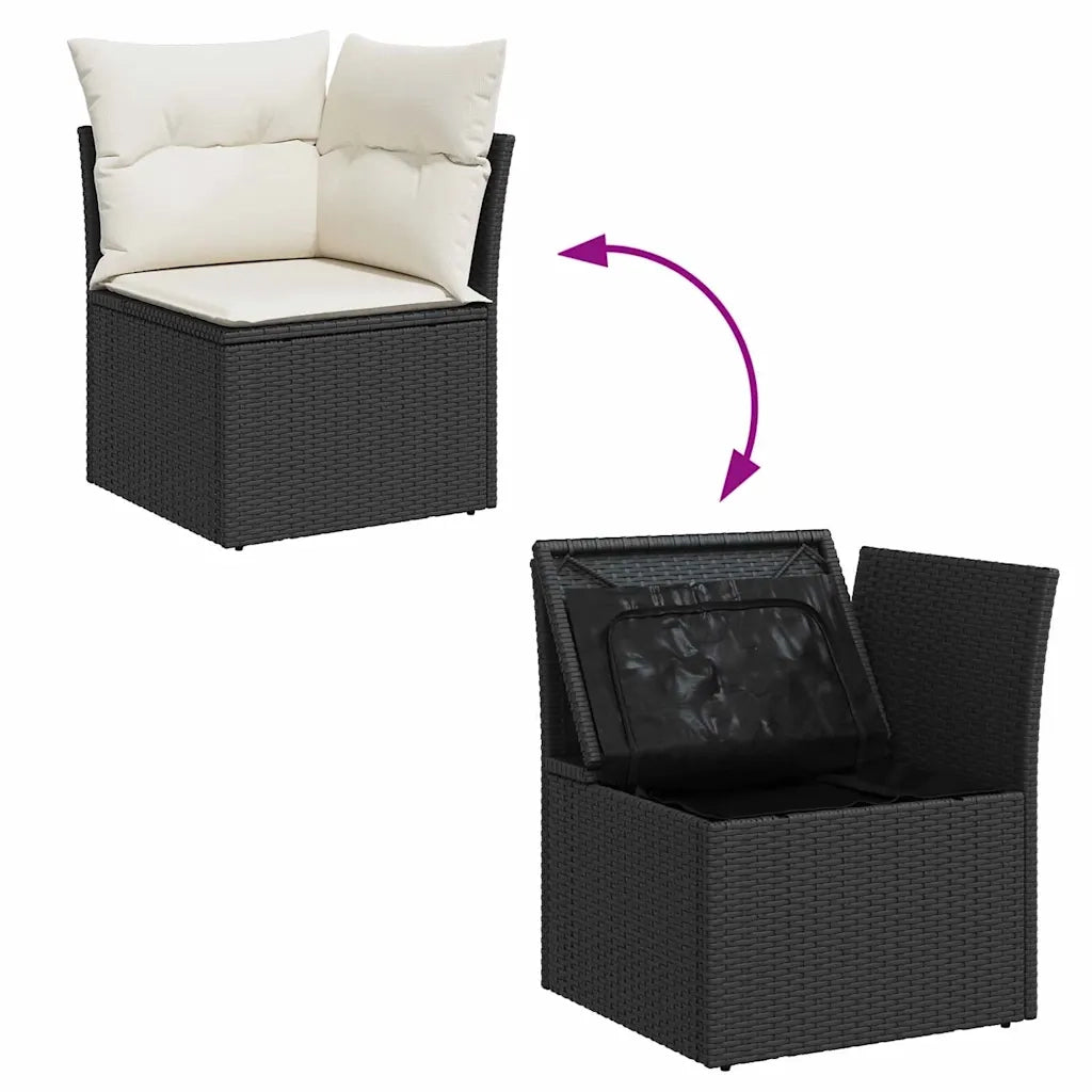 Set Divano da Giardino con cuscino 11 pcs Nero Poly Rattan 3348353