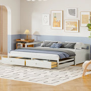 Letto Singolo Estraibile con Cassetti e Doghe ¨C MINIMAL ¨C Pino Bianco 90x200 cm