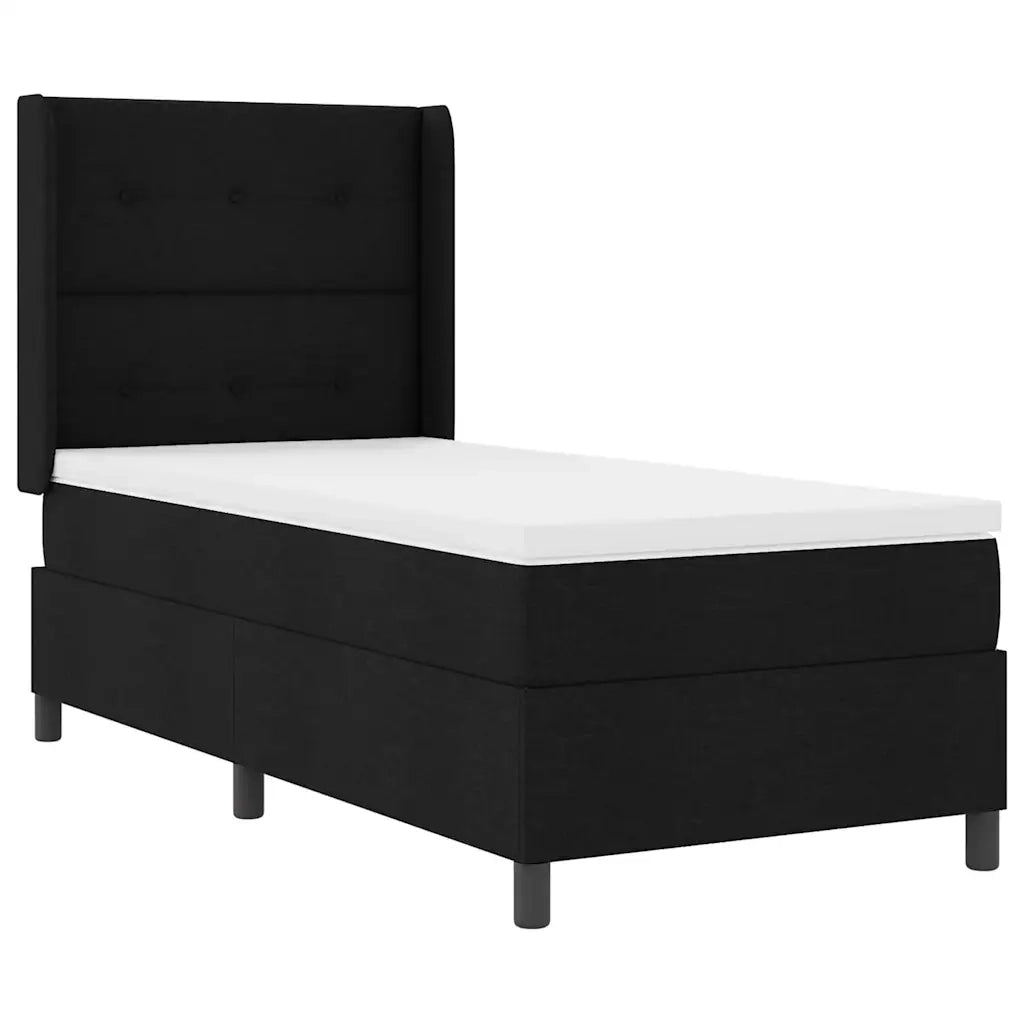Letto a Sorgente LED con materasso Nero 90 x 200 cm Tessuto