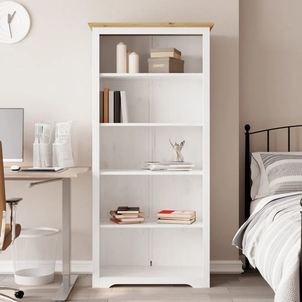 Libreria BODO 5 Ripiani 82x40x173cm Legno Massello Pino Marrone 355081