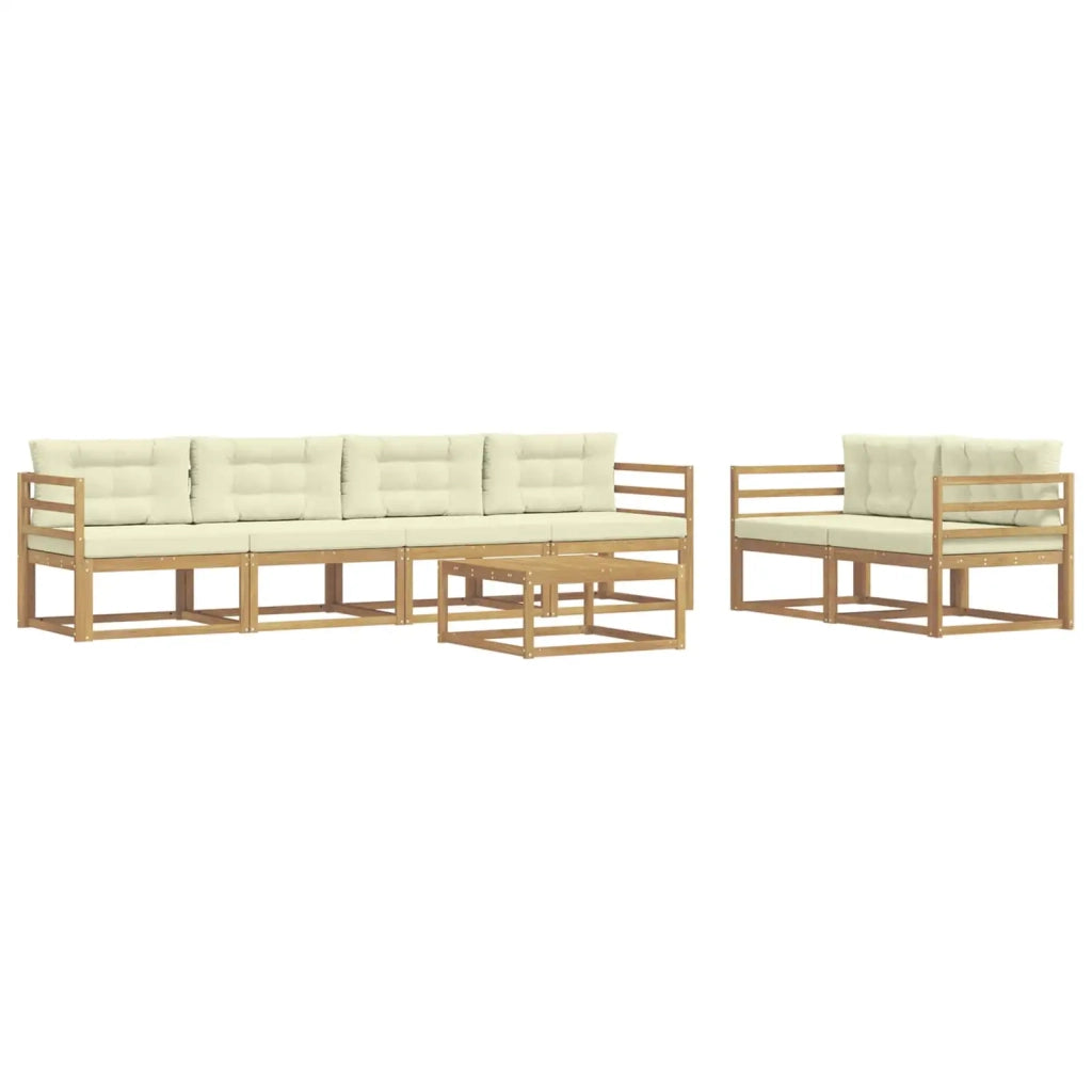Set di divani da esterno 6 pz Bianco e Crema 3386079