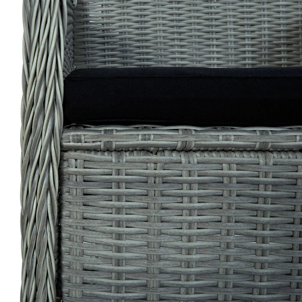 Set Pranzo da Giardino 7pz con Cuscini Polyrattan Grigio Chiaro 3060171