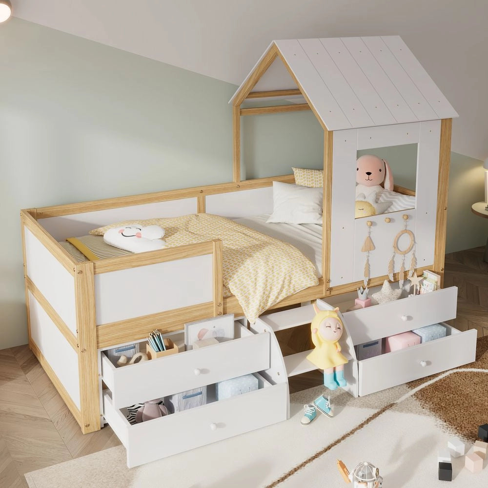 Letto mezzanino - Xylo - 90x200 cm 4 cassetti bianco