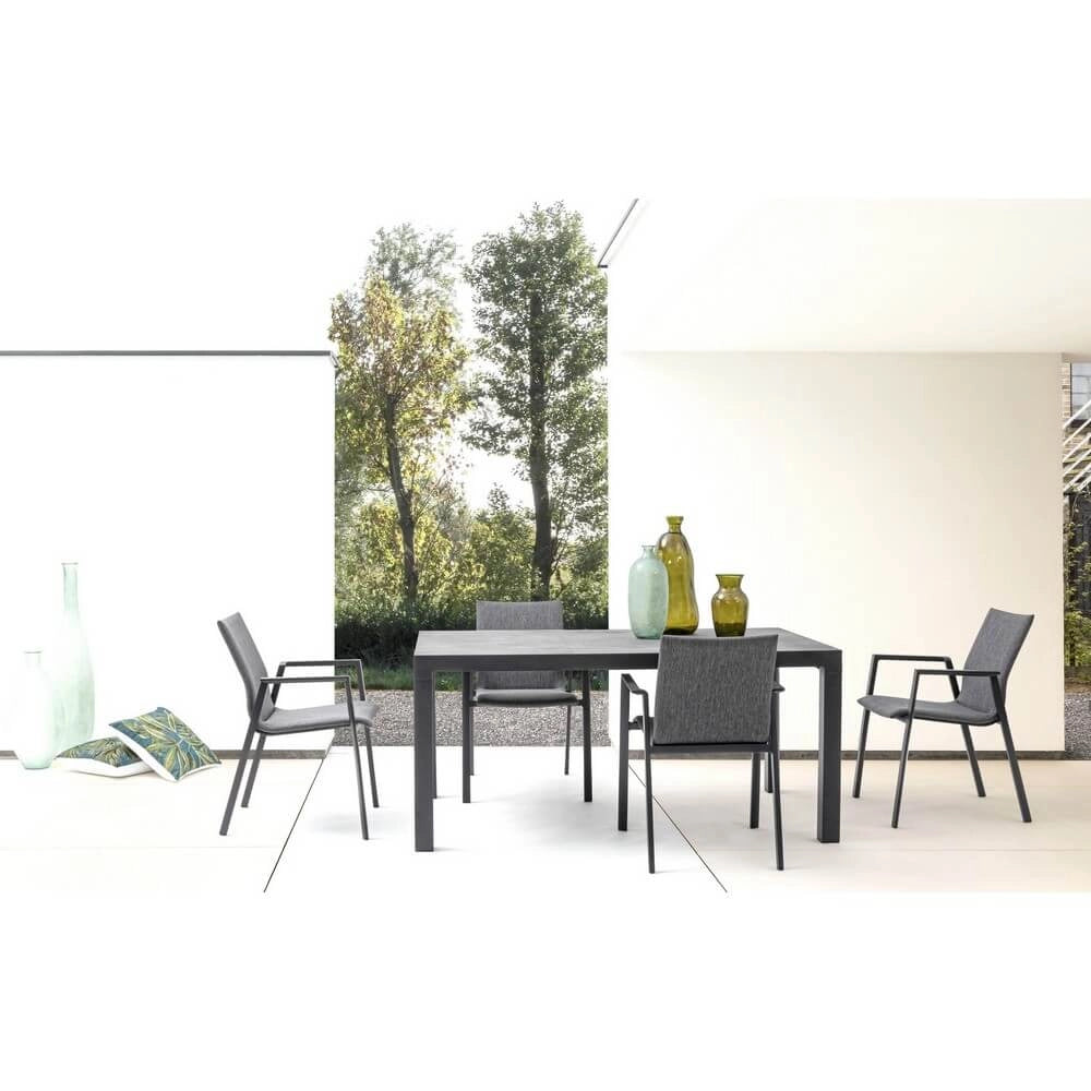 Set di 4 Sedia da Esterno con Braccioli in Alluminio e Tessuto - CLASSICAL