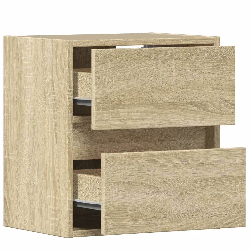 Comodini a Parete con luci LED 2 pz-Set di 2 Tavolino da notte Rovere Sonoma 723072