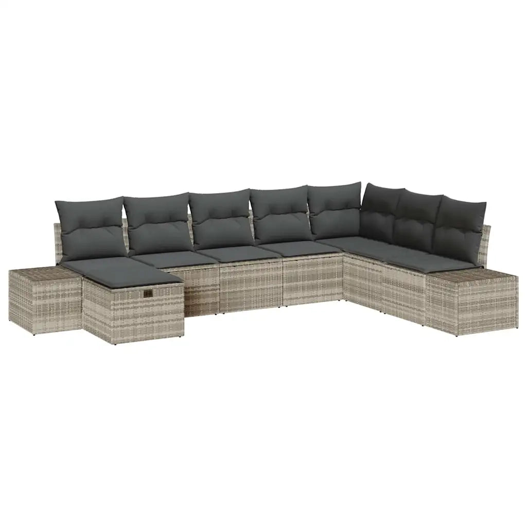 Set Divano da Giardino 8 pcs Grigio chiaro Poly Rattan
