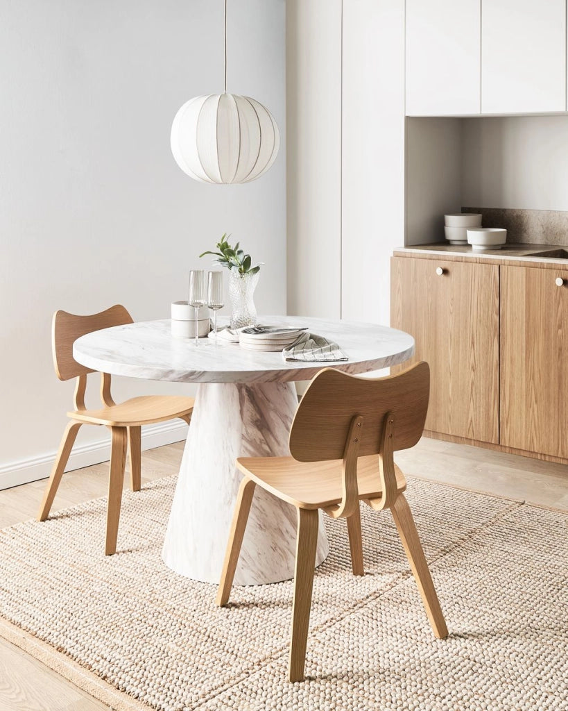 Set di 2 sedie da pranzo Struttura in legno di gomma marrone chiaro Mobili da cucina per sala da pranzo in stile retrò
