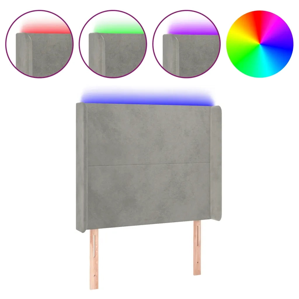 Testiera | Testata a LED Grigio Chiaro 103x16x118/128 cm in Velluto
