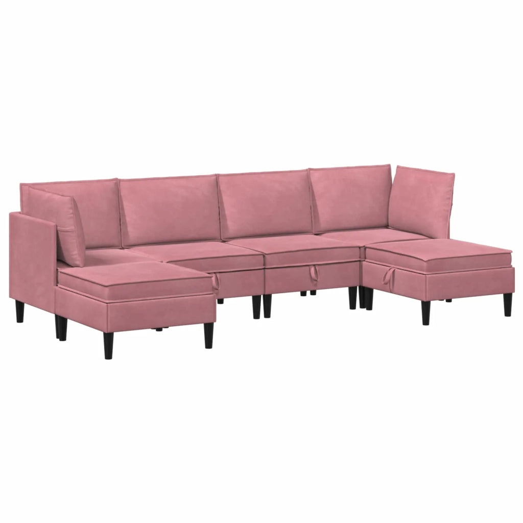 Set di mobili per il soggiorno con cuscino 6 pcs Rosa Velluto 3413747