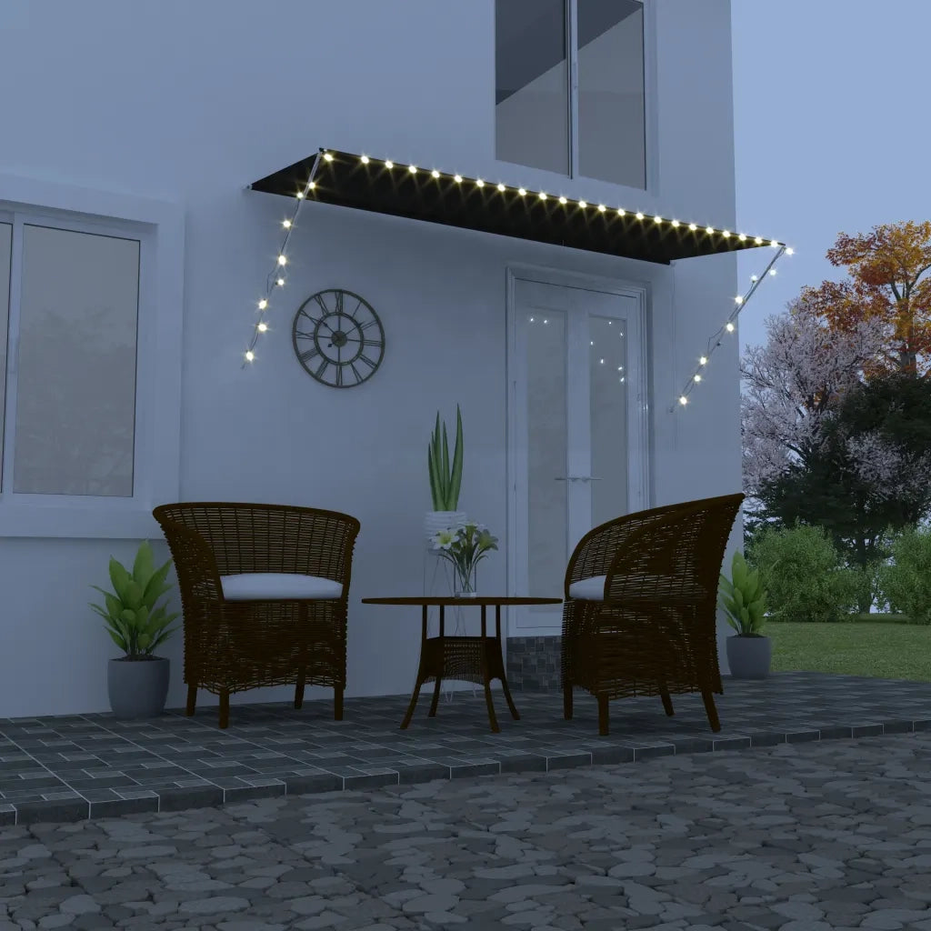 Tenda da Sole Retrattile con LED-Tenda parasole per Patio 350x150 cm Antracite