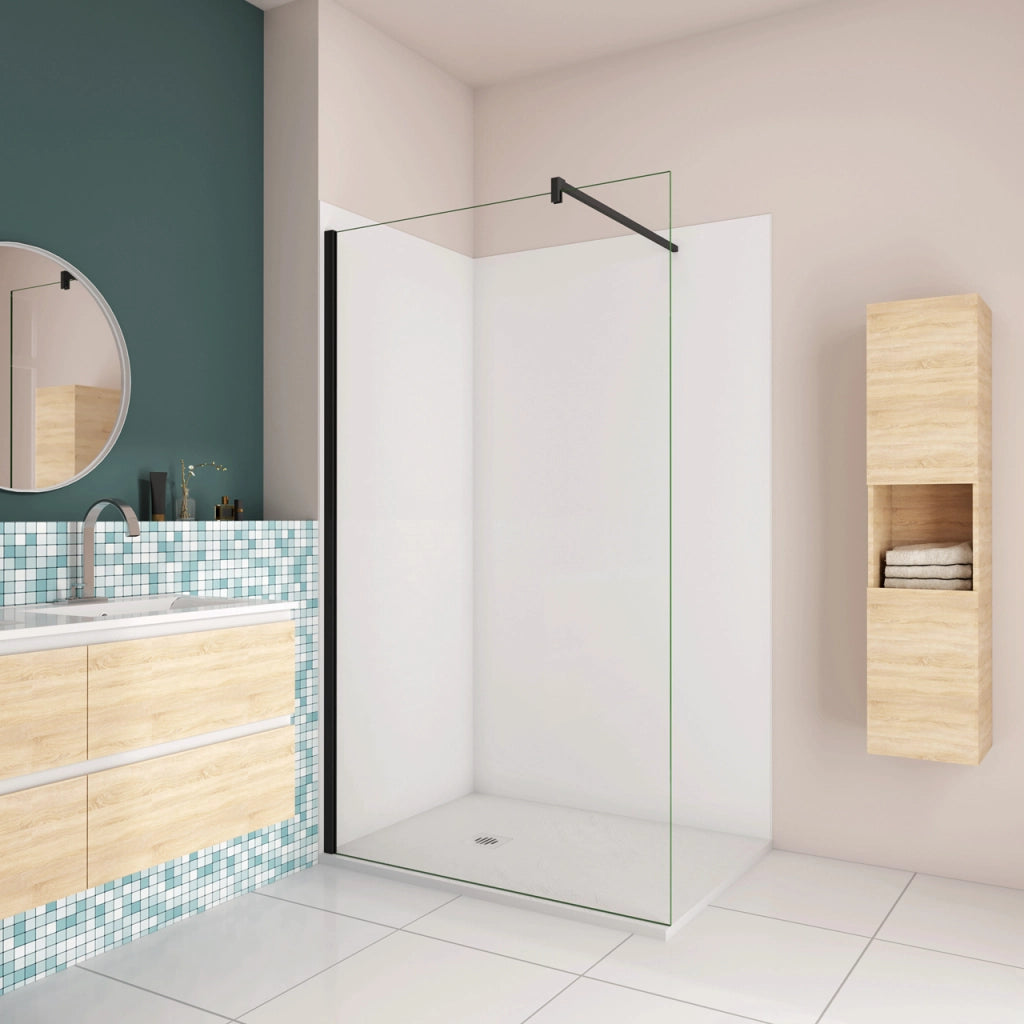 H.210 cm Pannello Doccia ad Angolo 80x100 cm Realizzato in Alluminio da 3 mm con Profili Finitura Bianco Opaco per Rivestimento Parete Bagno