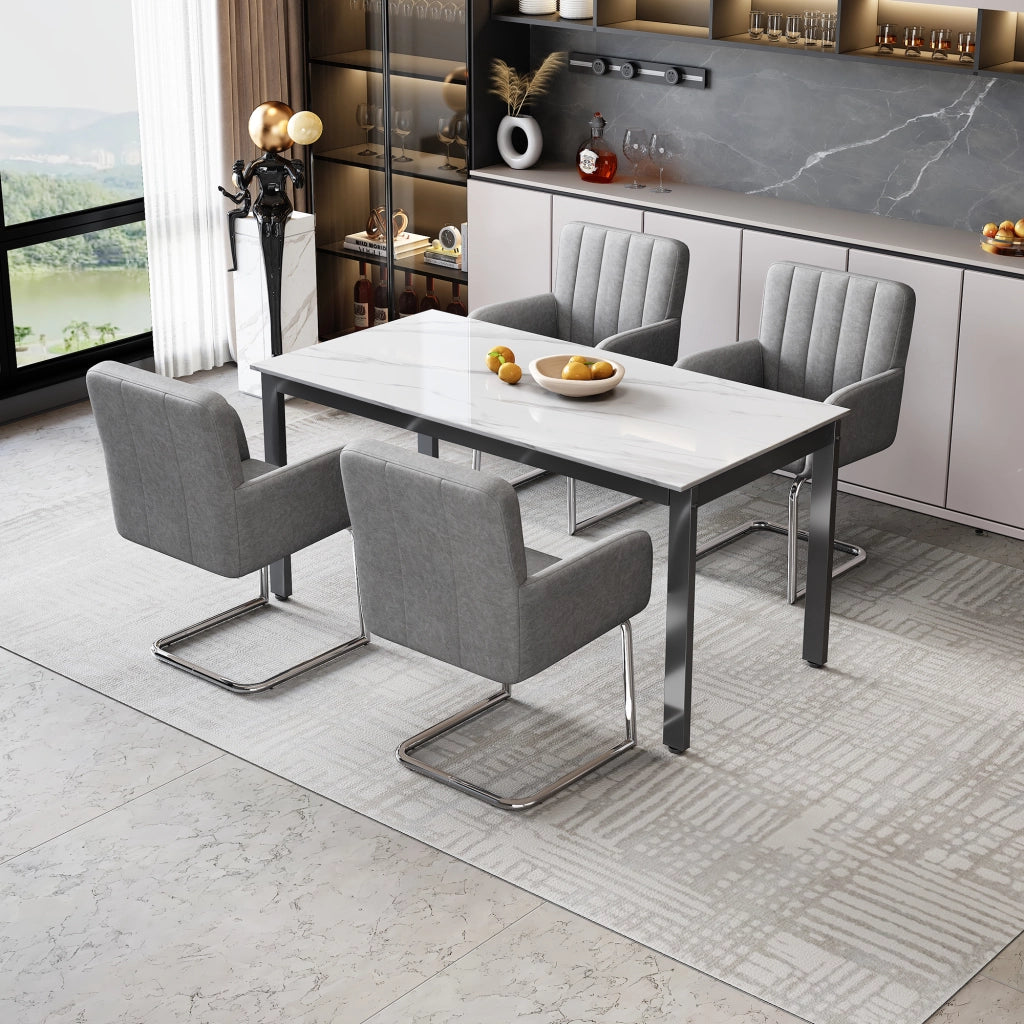 Set 2 Sedie da Pranzo Imbottite ¨C MINIMAL ¨C Struttura Metallo, Similpelle Grigio