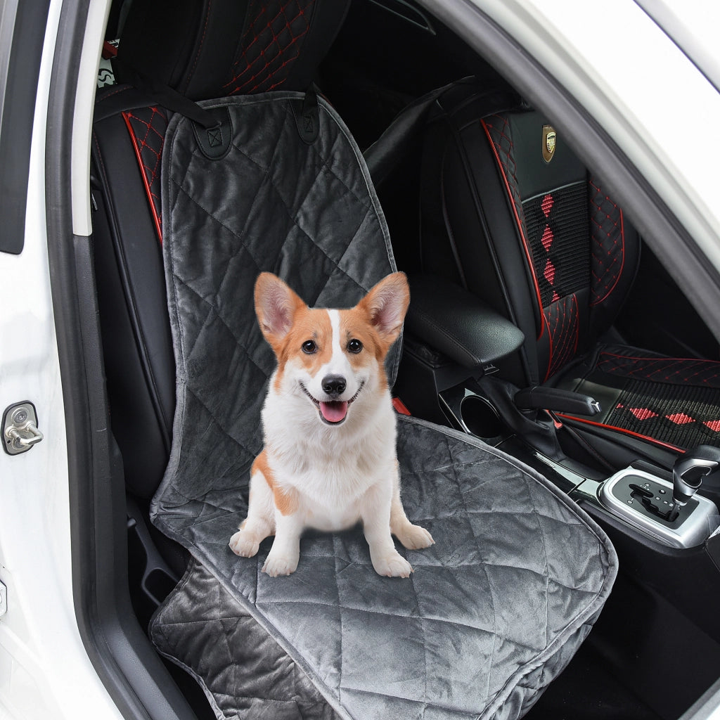 Coprisedile Anteriore Auto per Cani ¨C Xylo ¨C Antiscivolo con Ancoraggio 105x46 cm Grigio