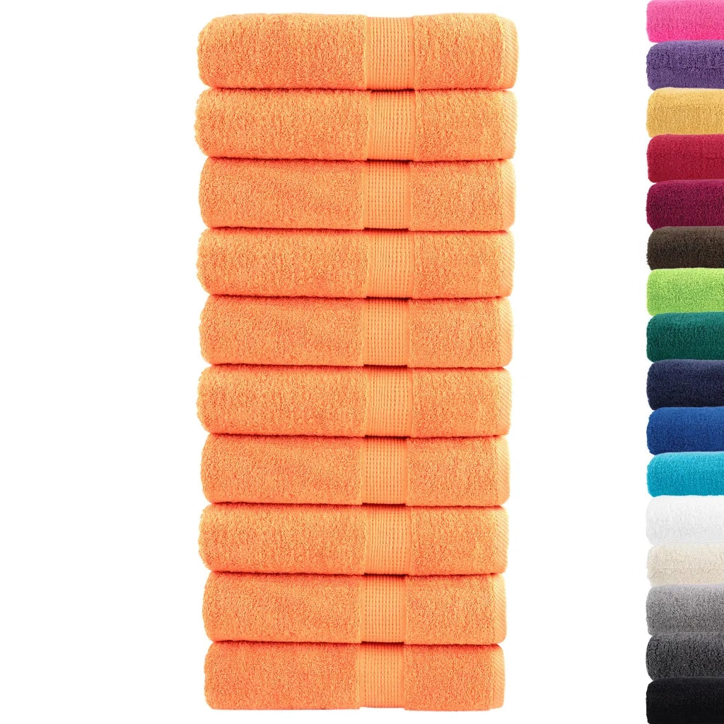 Asciugamani Doccia SOLUND 10 pz | Teli per bagno Arancioni 70x140cm 600g/m2